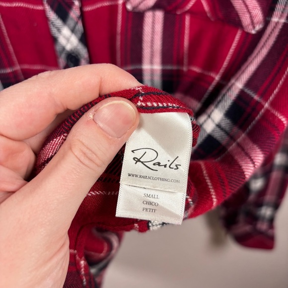 RAILS Hunter Cranberry Ink Red Black and White Button Up Flannel Shirt - S - Picture 7 of 7
